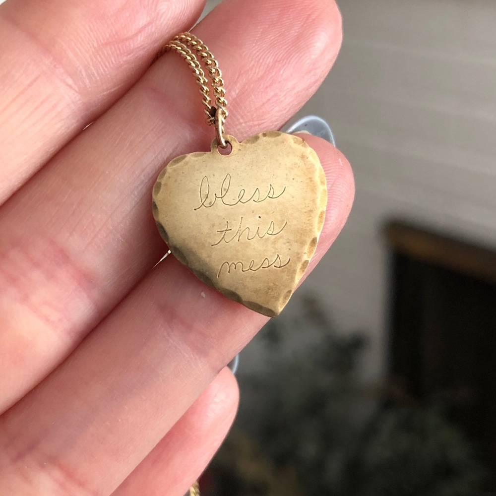 Bless This Mess brass heart necklace from IGWT